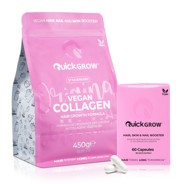 Quick Grow 450g Strawberry Collagen + Capsules Bundle