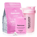 Quick Grow 450g Strawberry Collagen + Capsules + Shaker Bundle