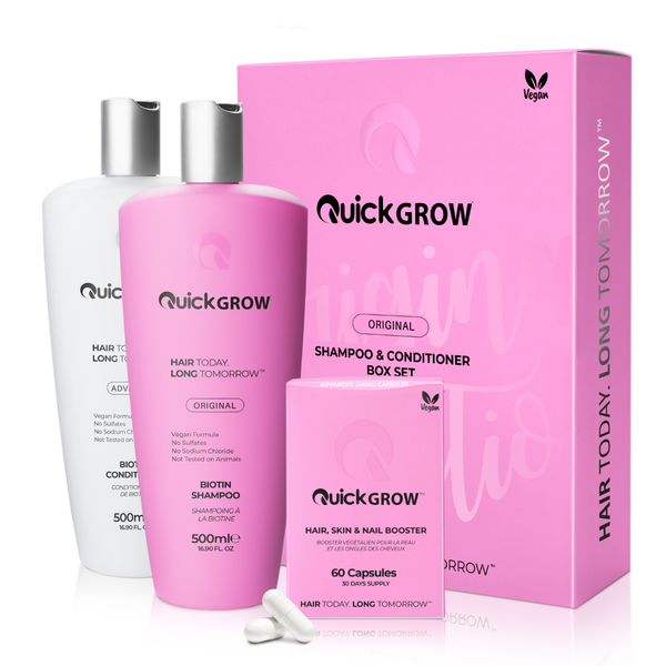 Quick Grow 500ml Original Shampoo + Conditioner + Capsules Bundle